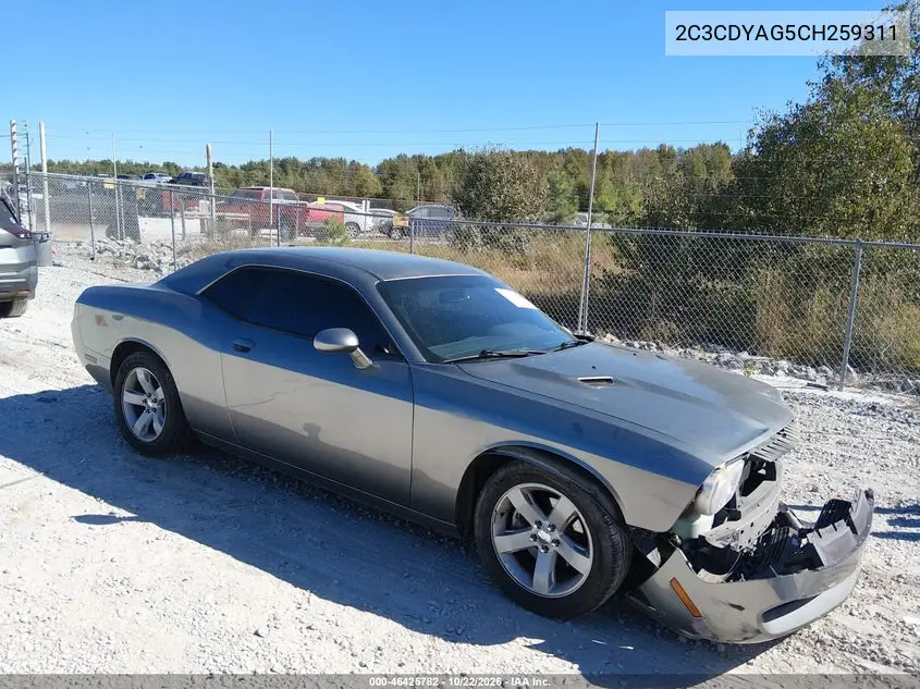 DODGE CHALLENGER 2012, VIN 2C3CDYAG5CH259311