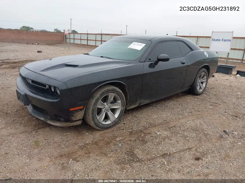 2016 DODGE CHALLENGER VIN 2C3CDZAG5GH231892 — фото 2