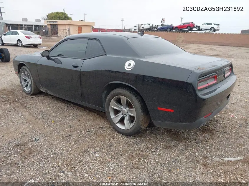 2016 DODGE CHALLENGER VIN 2C3CDZAG5GH231892 — фото 3
