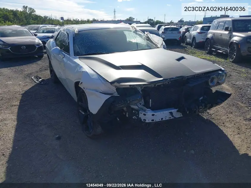 DODGE CHALLENGER 2019, VIN 2C3CDZAG2KH640036