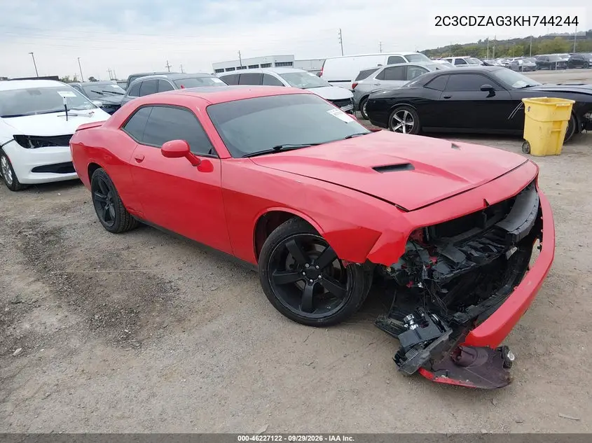 DODGE CHALLENGER 2019, VIN 2C3CDZAG3KH744244