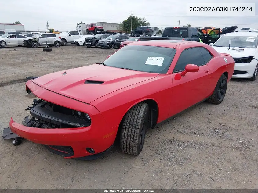 2019 DODGE CHALLENGER VIN 2C3CDZAG3KH744244 — фото 2
