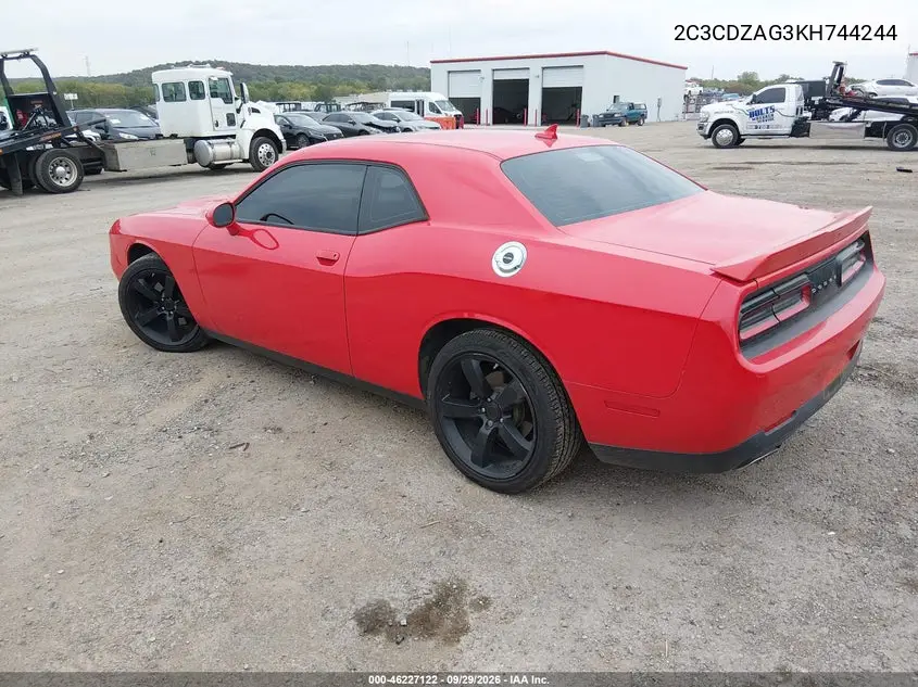 2019 DODGE CHALLENGER VIN 2C3CDZAG3KH744244 — фото 3