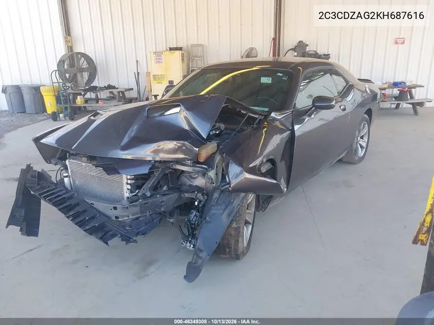 2019 DODGE CHALLENGER VIN 2C3CDZAG2KH687616 — фото 2