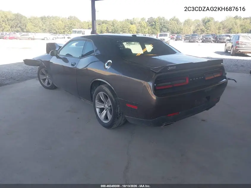 2019 DODGE CHALLENGER VIN 2C3CDZAG2KH687616 — фото 3