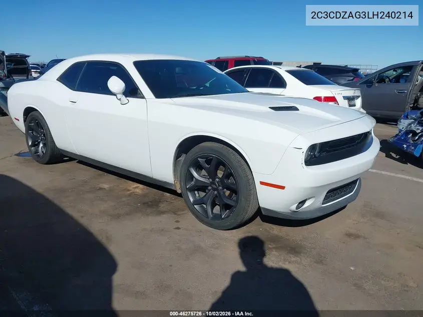 DODGE CHALLENGER 2020, VIN 2C3CDZAG3LH240214