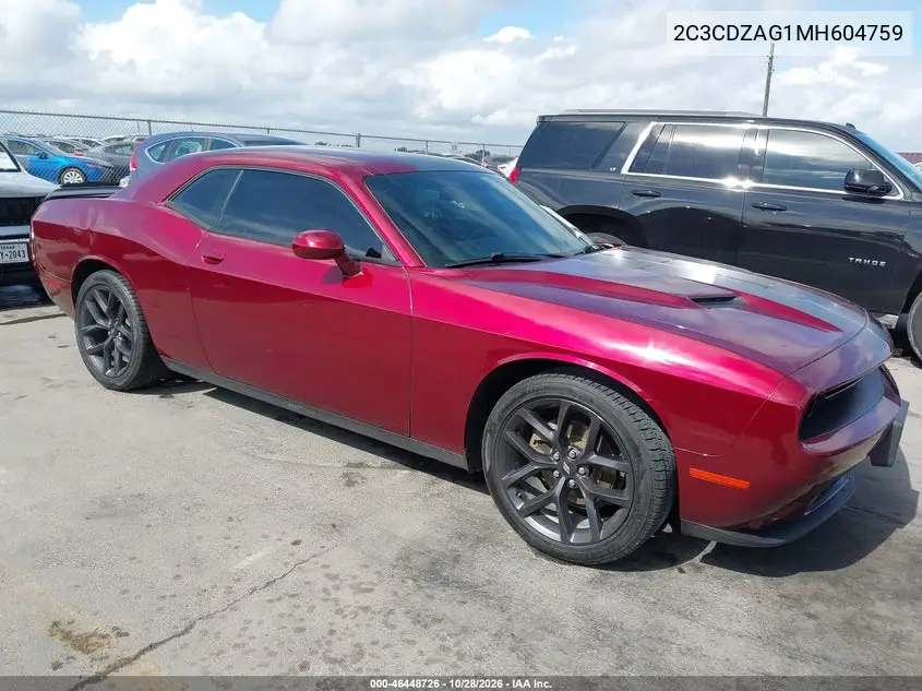DODGE CHALLENGER 2021, VIN 2C3CDZAG1MH604759