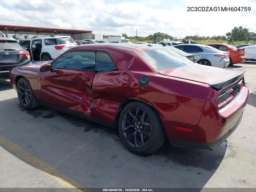 2021 DODGE CHALLENGER VIN 2C3CDZAG1MH604759 — фото 3