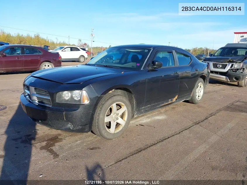 2010 DODGE CHARGER VIN 2B3CA4CD0AH116314 — фото 2