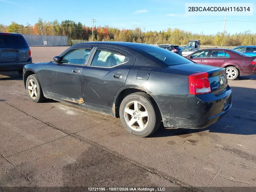 2010 DODGE CHARGER VIN 2B3CA4CD0AH116314 — фото 3