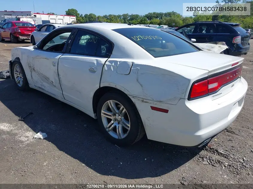 2011 DODGE CHARGER VIN 2B3CL3CG7BH583438 — фото 3