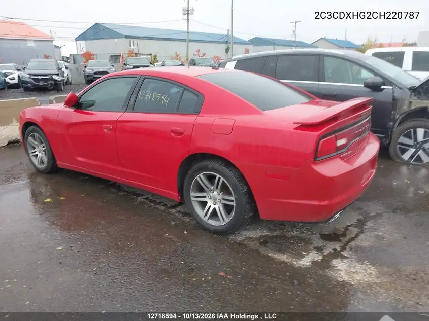 2012 DODGE CHARGER VIN 2C3CDXHG2CH220787 — фото 2