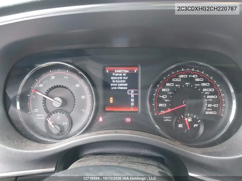 2012 DODGE CHARGER VIN 2C3CDXHG2CH220787 — фото 6