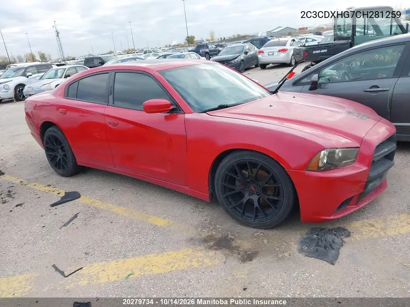 DODGE CHARGER 2012, VIN 2C3CDXHG7CH281259