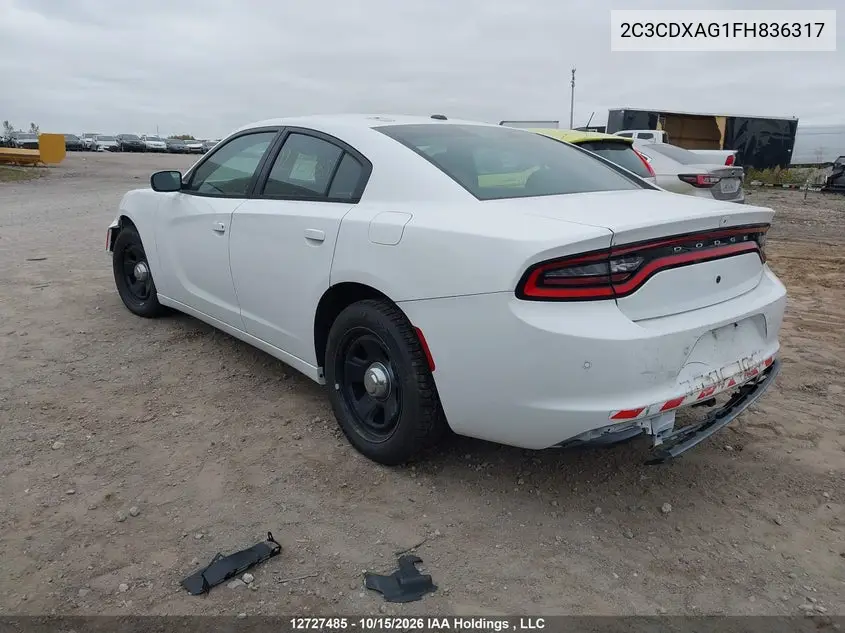 2015 DODGE CHARGER VIN 2C3CDXAG1FH836317 — фото 3