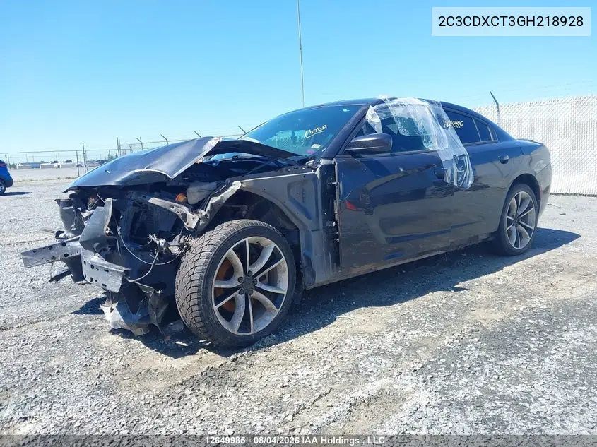 2016 DODGE CHARGER VIN 2C3CDXCT3GH218928 — фото 2