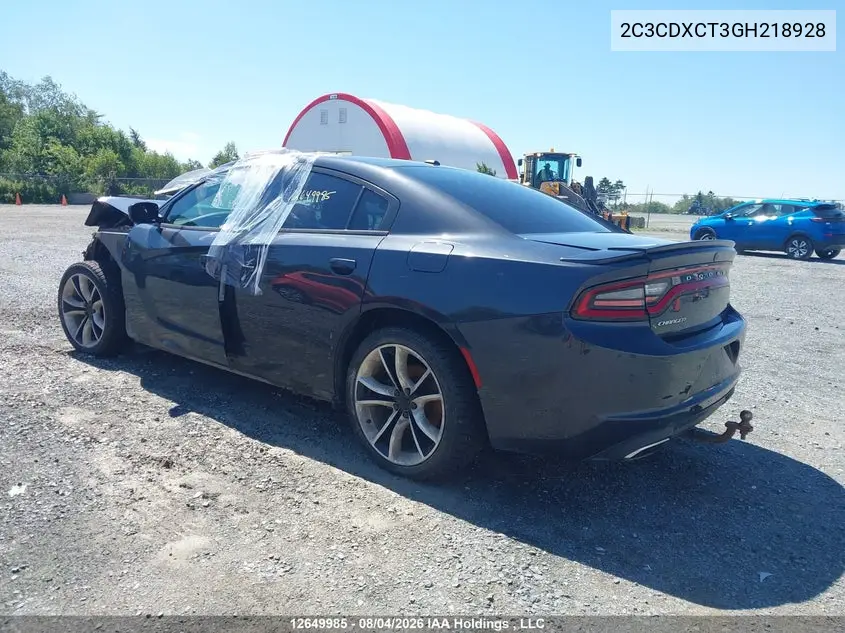 2016 DODGE CHARGER VIN 2C3CDXCT3GH218928 — фото 3