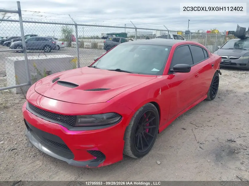 2016 DODGE CHARGER VIN 2C3CDXL9XGH112402 — фото 2
