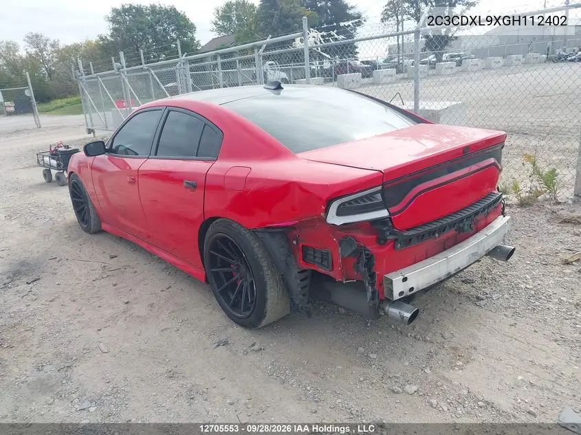 2016 DODGE CHARGER VIN 2C3CDXL9XGH112402 — фото 3