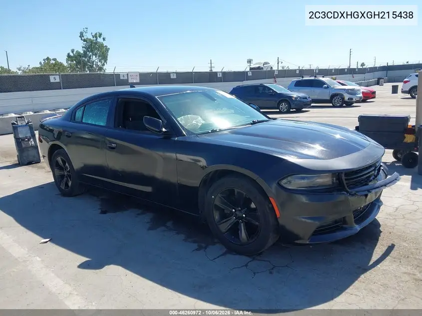 DODGE CHARGER 2016, VIN 2C3CDXHGXGH215438