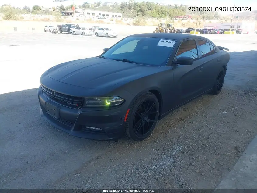 2016 DODGE CHARGER VIN 2C3CDXHG9GH303574 — фото 2