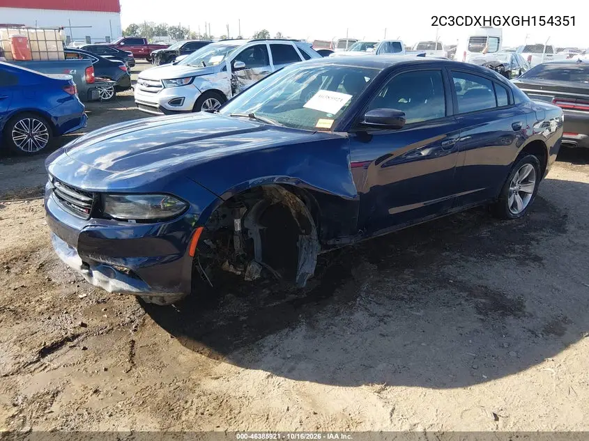 2016 DODGE CHARGER VIN 2C3CDXHGXGH154351 — фото 2