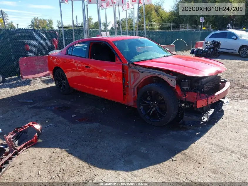 DODGE CHARGER 2016, VIN 2C3CDXHG1GH247209