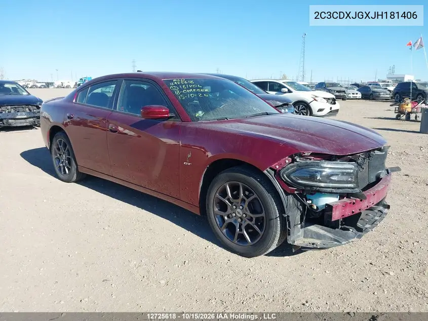 DODGE CHARGER 2018, VIN 2C3CDXJGXJH181406