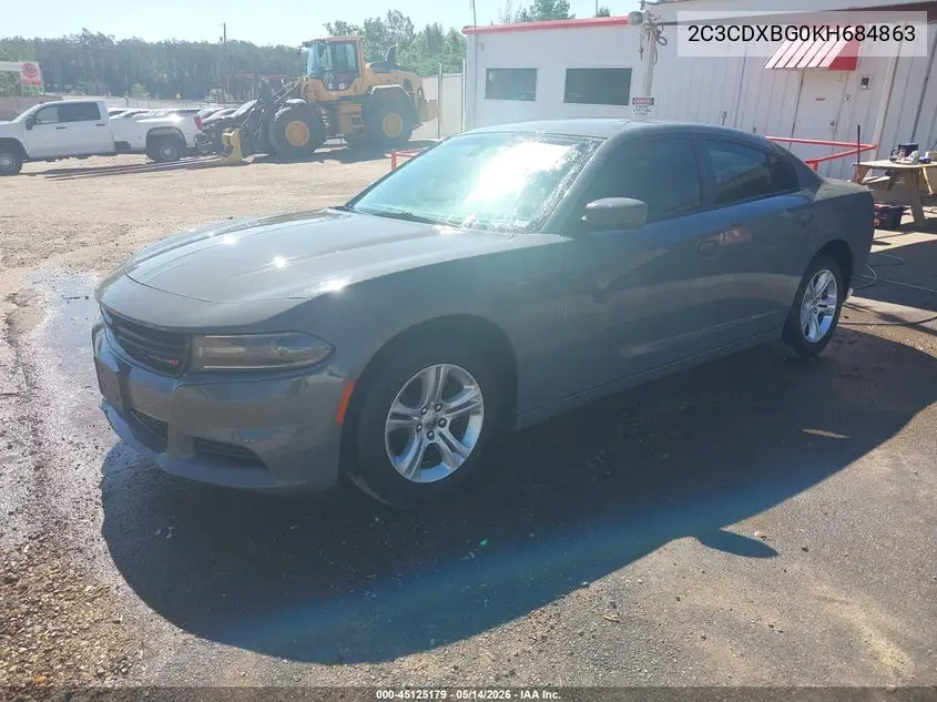 2019 DODGE CHARGER VIN 2C3CDXBG0KH684863 — фото 2