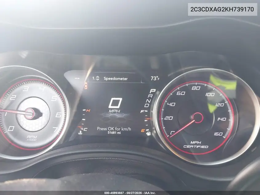 2019 DODGE CHARGER VIN 2C3CDXAG2KH739170 — фото 7