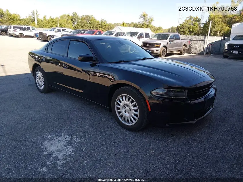 DODGE CHARGER 2019, VIN 2C3CDXKT1KH700758
