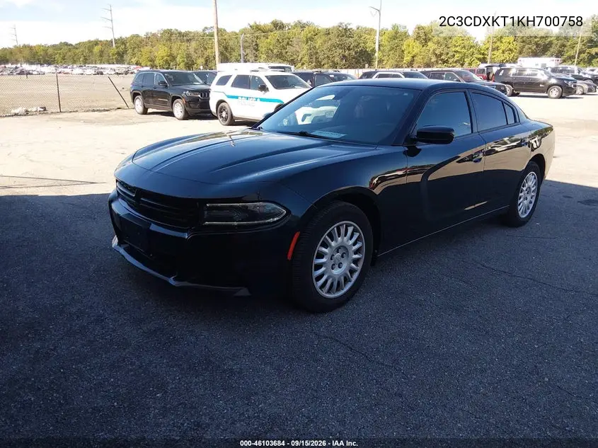 2019 DODGE CHARGER VIN 2C3CDXKT1KH700758 — фото 2