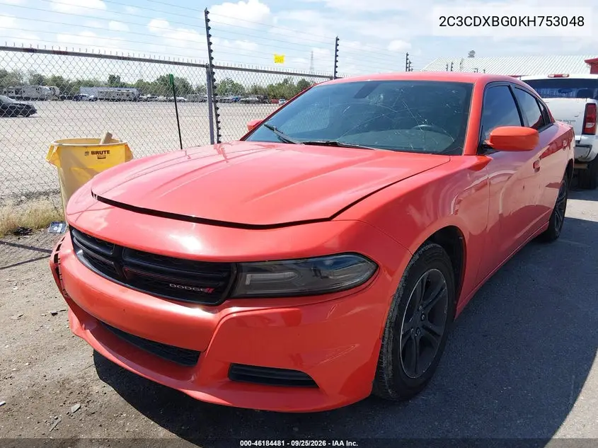 2019 DODGE CHARGER VIN 2C3CDXBG0KH753048 — фото 2