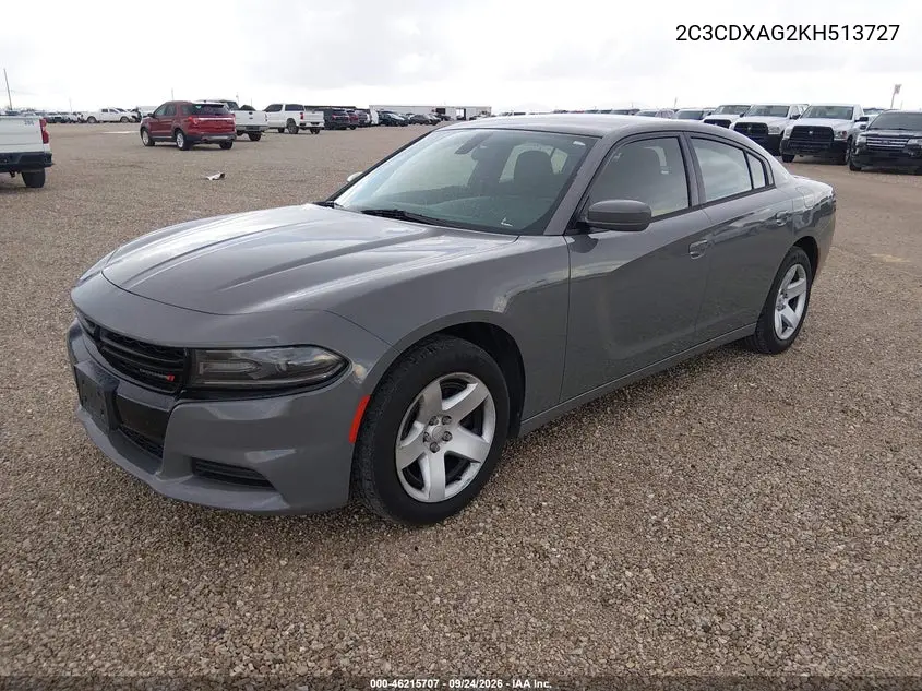 2019 DODGE CHARGER VIN 2C3CDXAG2KH513727 — фото 2