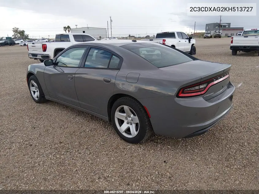 2019 DODGE CHARGER VIN 2C3CDXAG2KH513727 — фото 3