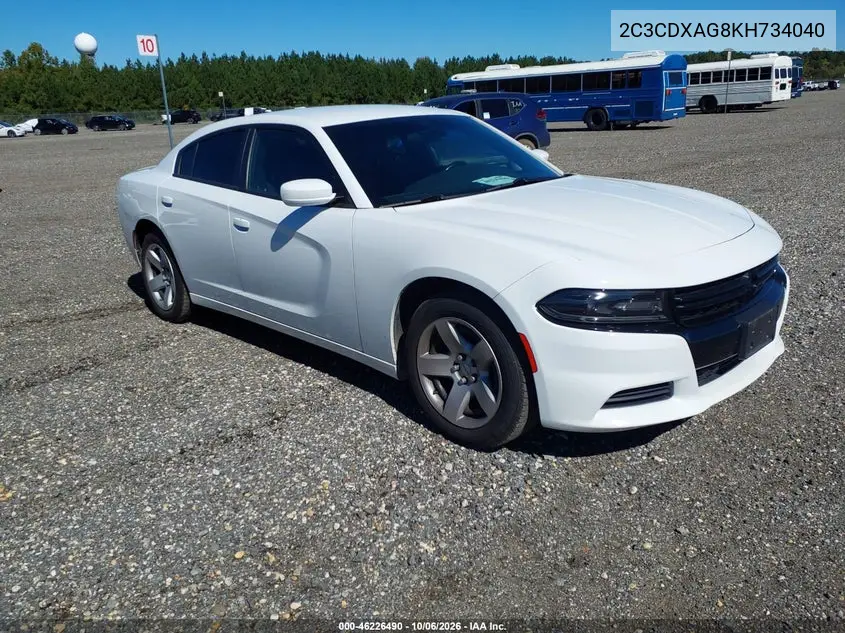 DODGE CHARGER 2019, VIN 2C3CDXAG8KH734040