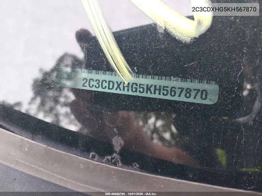 2019 DODGE CHARGER VIN 2C3CDXHG5KH567870 — фото 9
