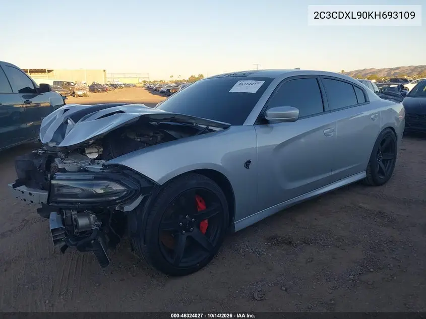 2019 DODGE CHARGER VIN 2C3CDXL90KH693109 — фото 2