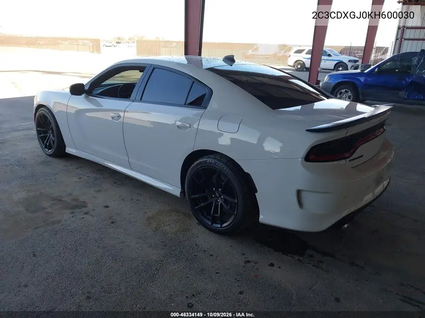 2019 DODGE CHARGER VIN 2C3CDXGJ0KH600030 — фото 3