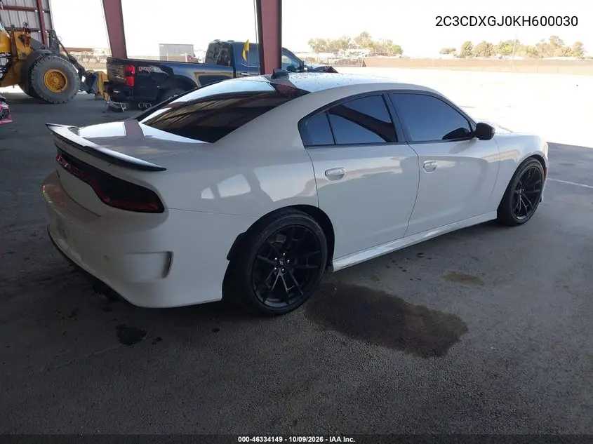 2019 DODGE CHARGER VIN 2C3CDXGJ0KH600030 — фото 4