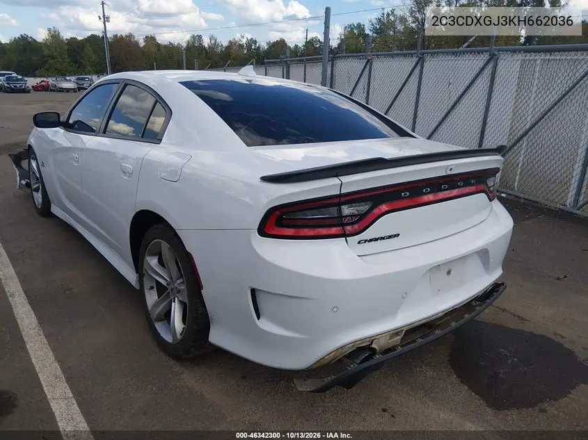 2019 DODGE CHARGER VIN 2C3CDXGJ3KH662036 — фото 3