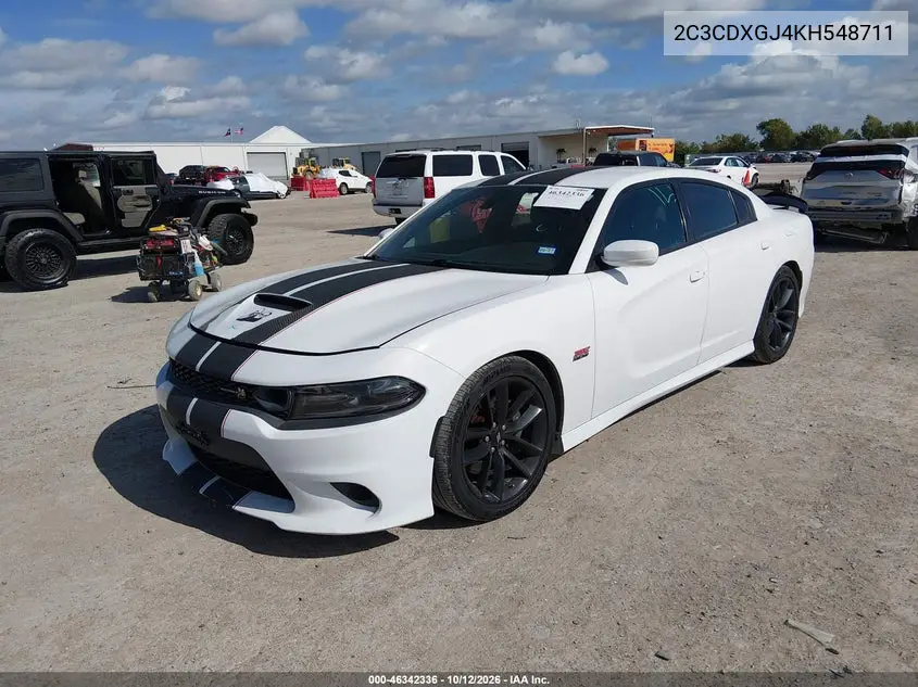 2019 DODGE CHARGER VIN 2C3CDXGJ4KH548711 — фото 2