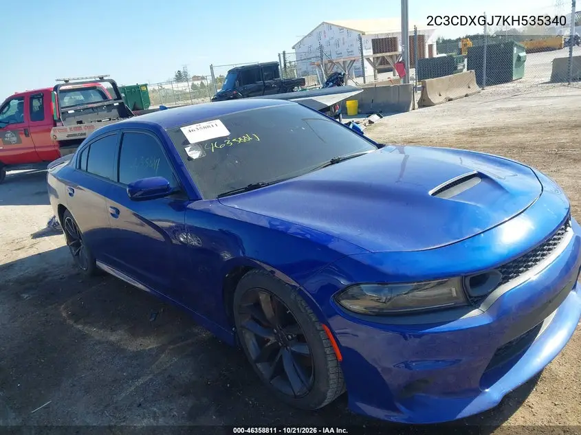 DODGE CHARGER 2019, VIN 2C3CDXGJ7KH535340