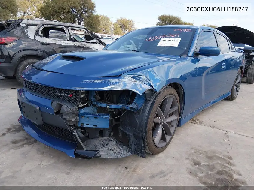 2020 DODGE CHARGER VIN 2C3CDXHG6LH188247 — фото 2