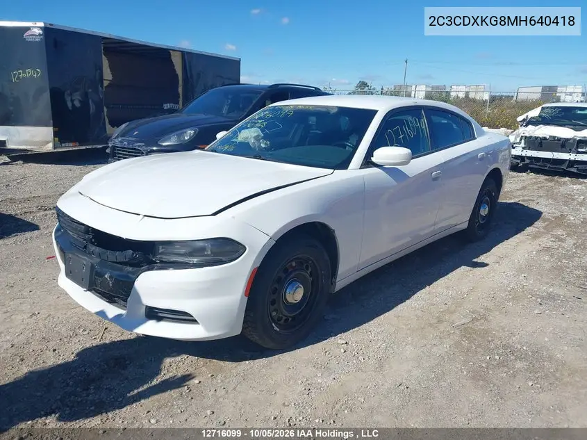 2021 DODGE CHARGER VIN 2C3CDXKG8MH640418 — фото 2