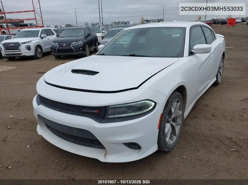 2021 DODGE CHARGER VIN 2C3CDXHG3MH553033 — фото 2