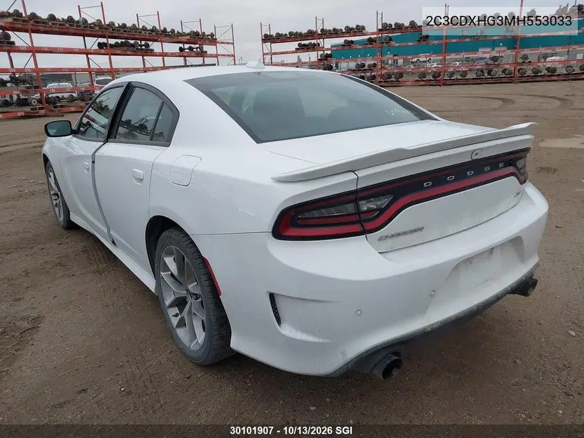 2021 DODGE CHARGER VIN 2C3CDXHG3MH553033 — фото 3