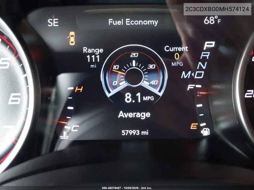 2021 DODGE CHARGER VIN 2C3CDXBG0MH574124 — фото 20