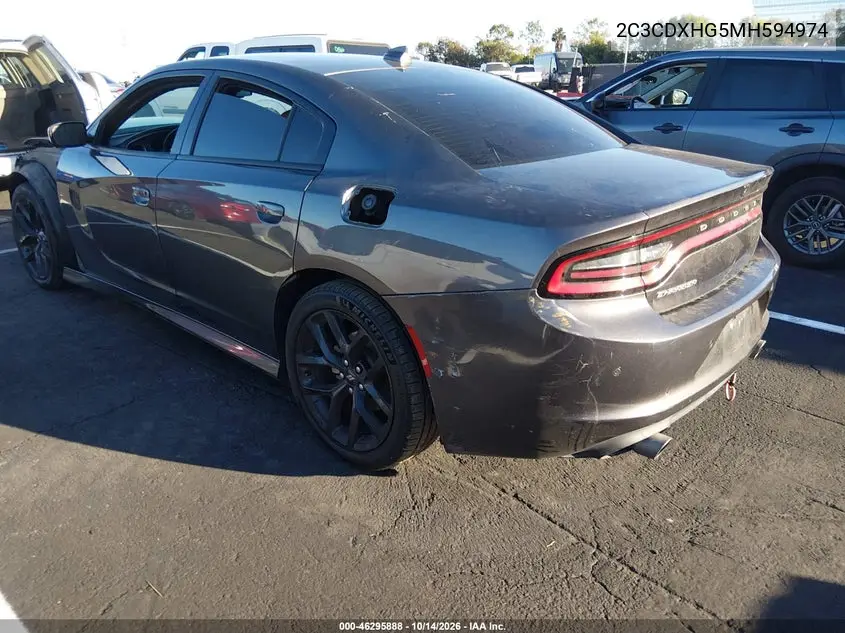 2021 DODGE CHARGER VIN 2C3CDXHG5MH594974 — фото 3