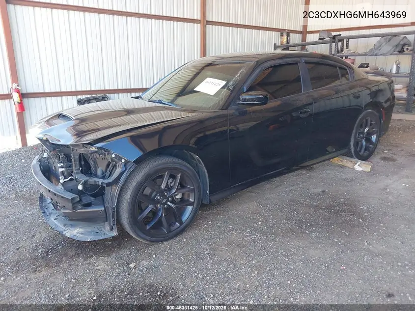 2021 DODGE CHARGER VIN 2C3CDXHG6MH643969 — фото 2